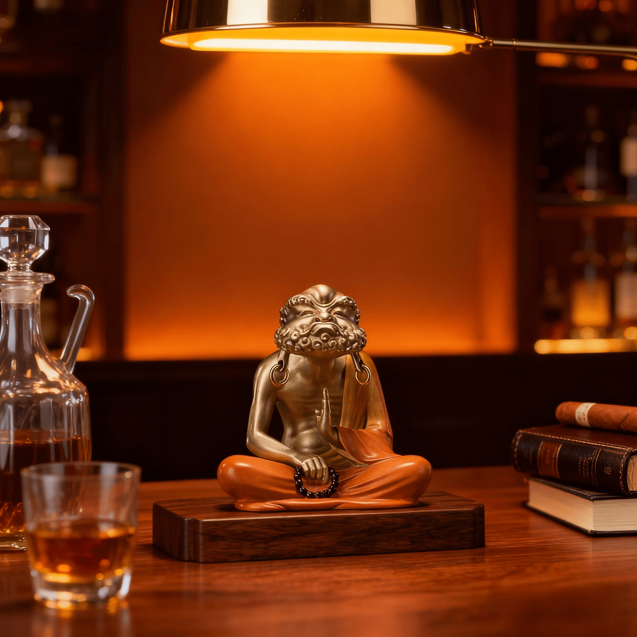 Handcrafted Brass Bodhidharma in Meditation Sculpture – Luxury Zen Decor for Home & Office