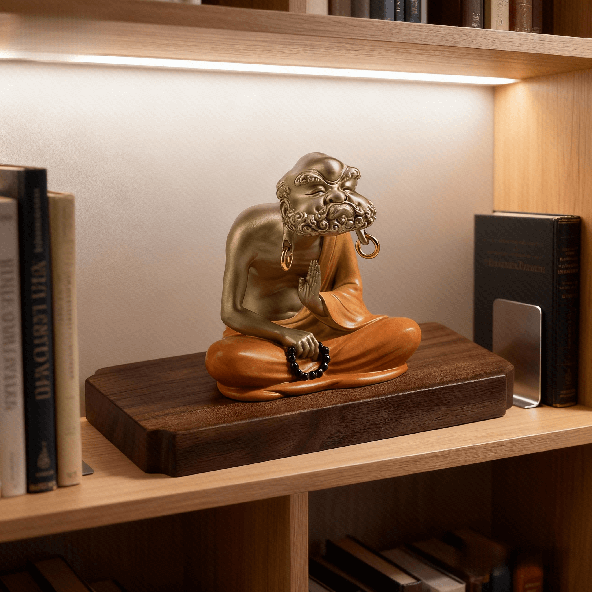 Handcrafted Brass Bodhidharma in Meditation Sculpture – Luxury Zen Decor for Home & Office
