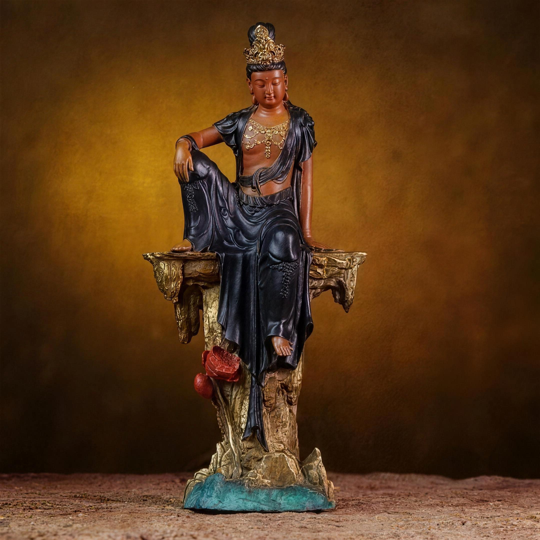 Original Cast Copper Water Moon Guan yin Centerpiece for Home