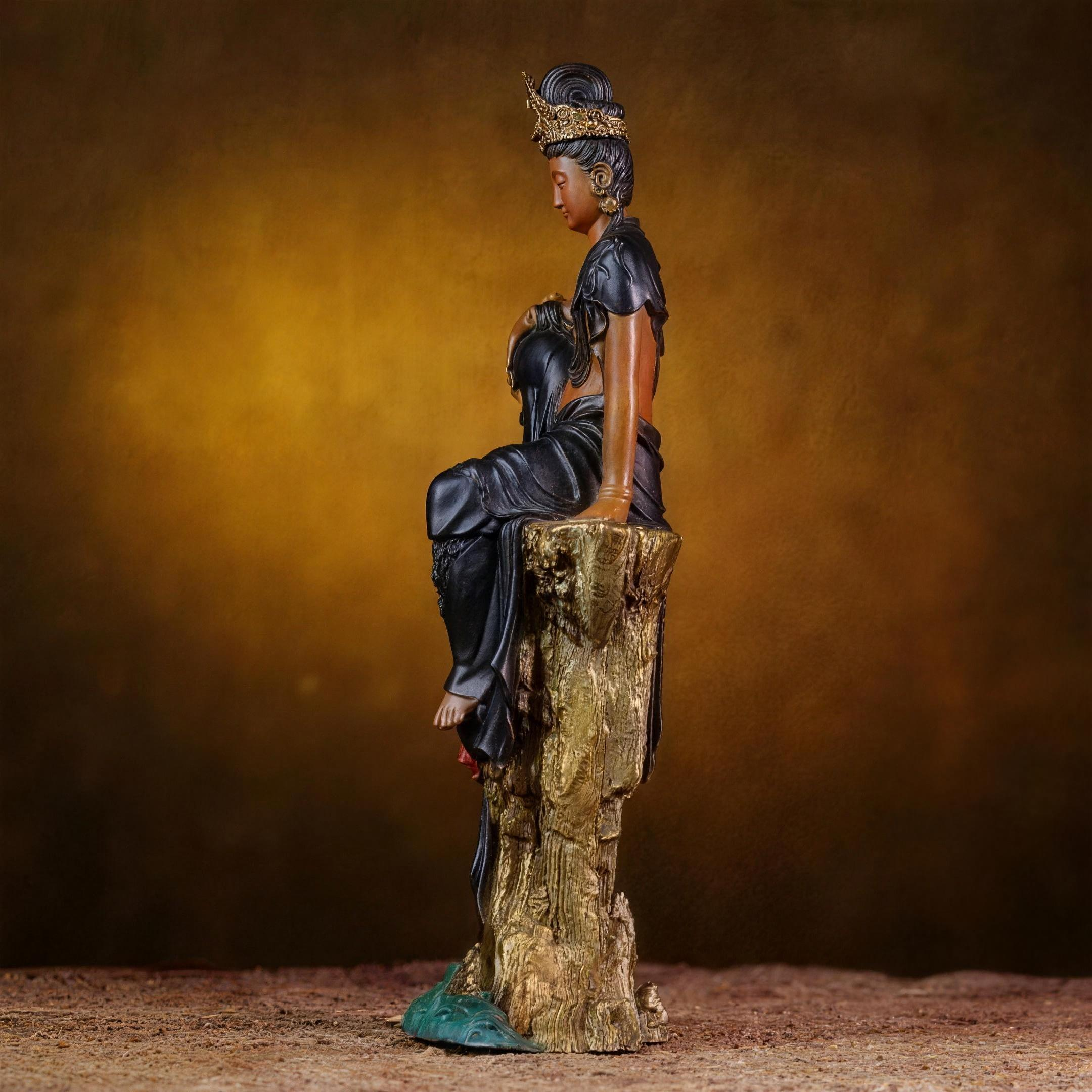 Original Cast Copper Water Moon Guan yin Centerpiece for Home