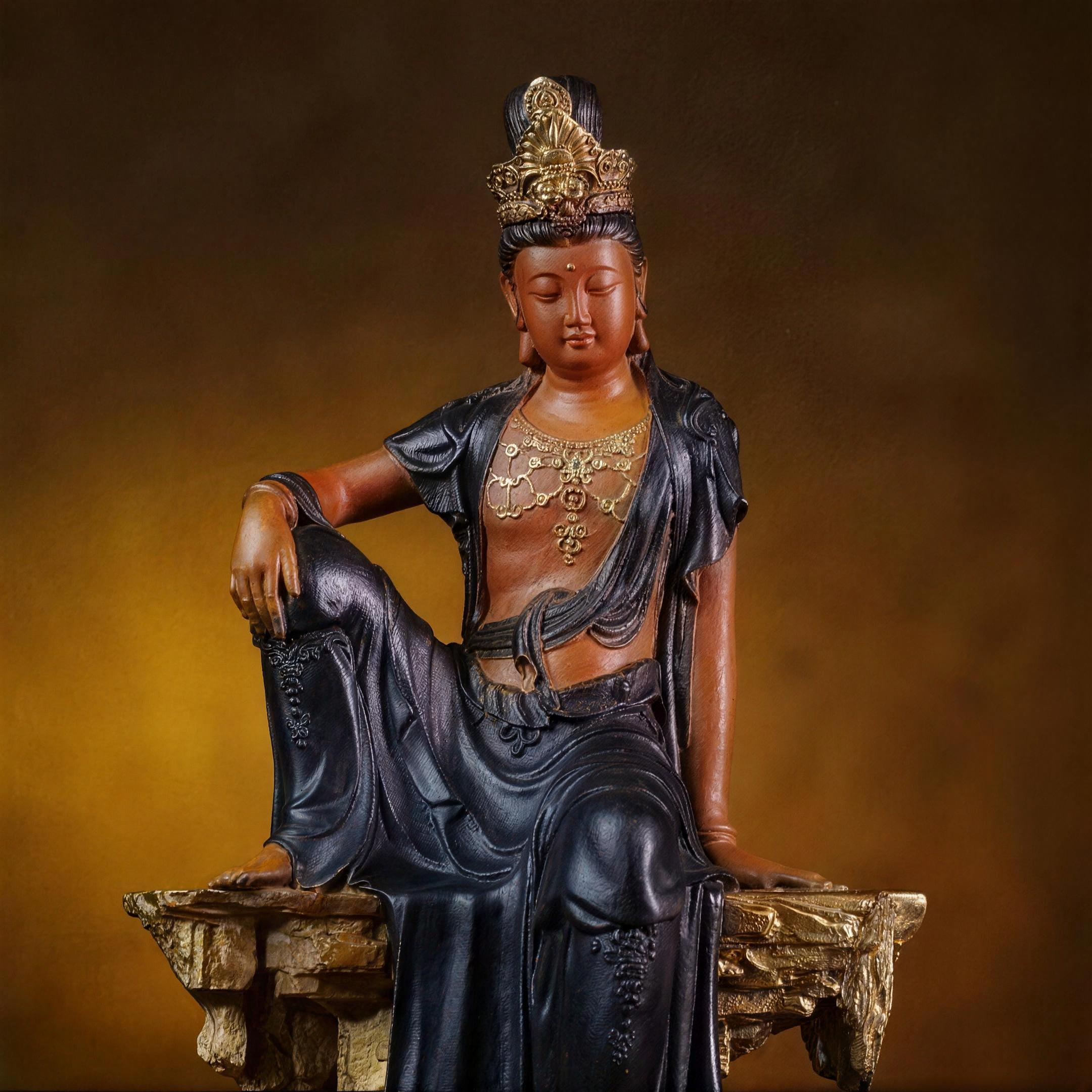Original Cast Copper Water Moon Guan yin Centerpiece for Home