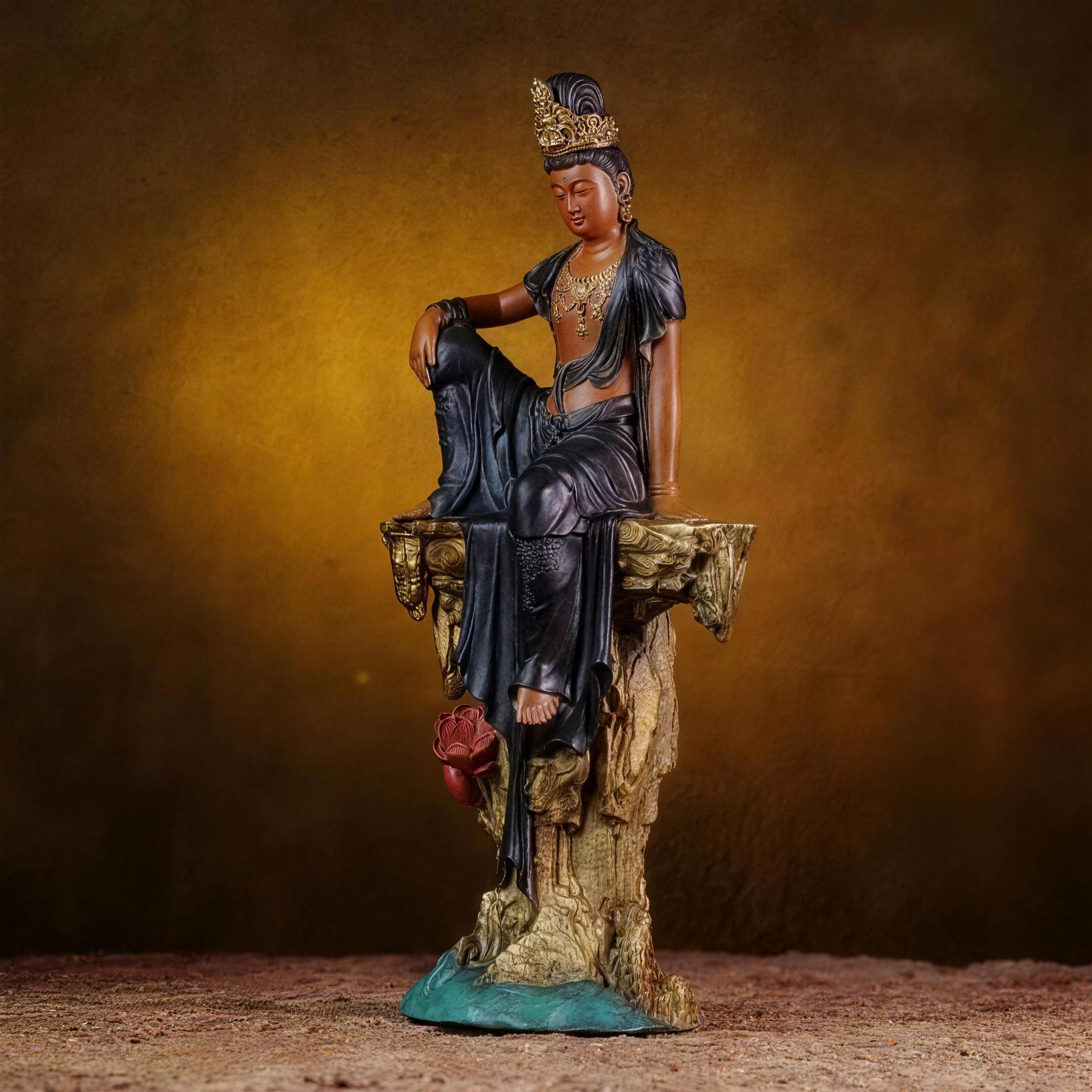 Original Cast Copper Water Moon Guan yin Centerpiece for Home