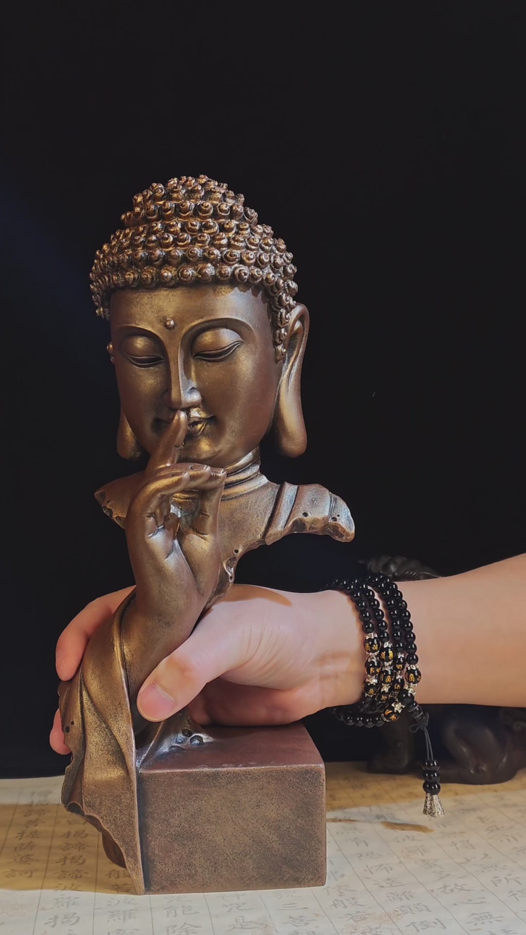 Load video: Shaolin Quiet Sakyamuni Statue – Minimalist Zen Design in Qing Sandstone