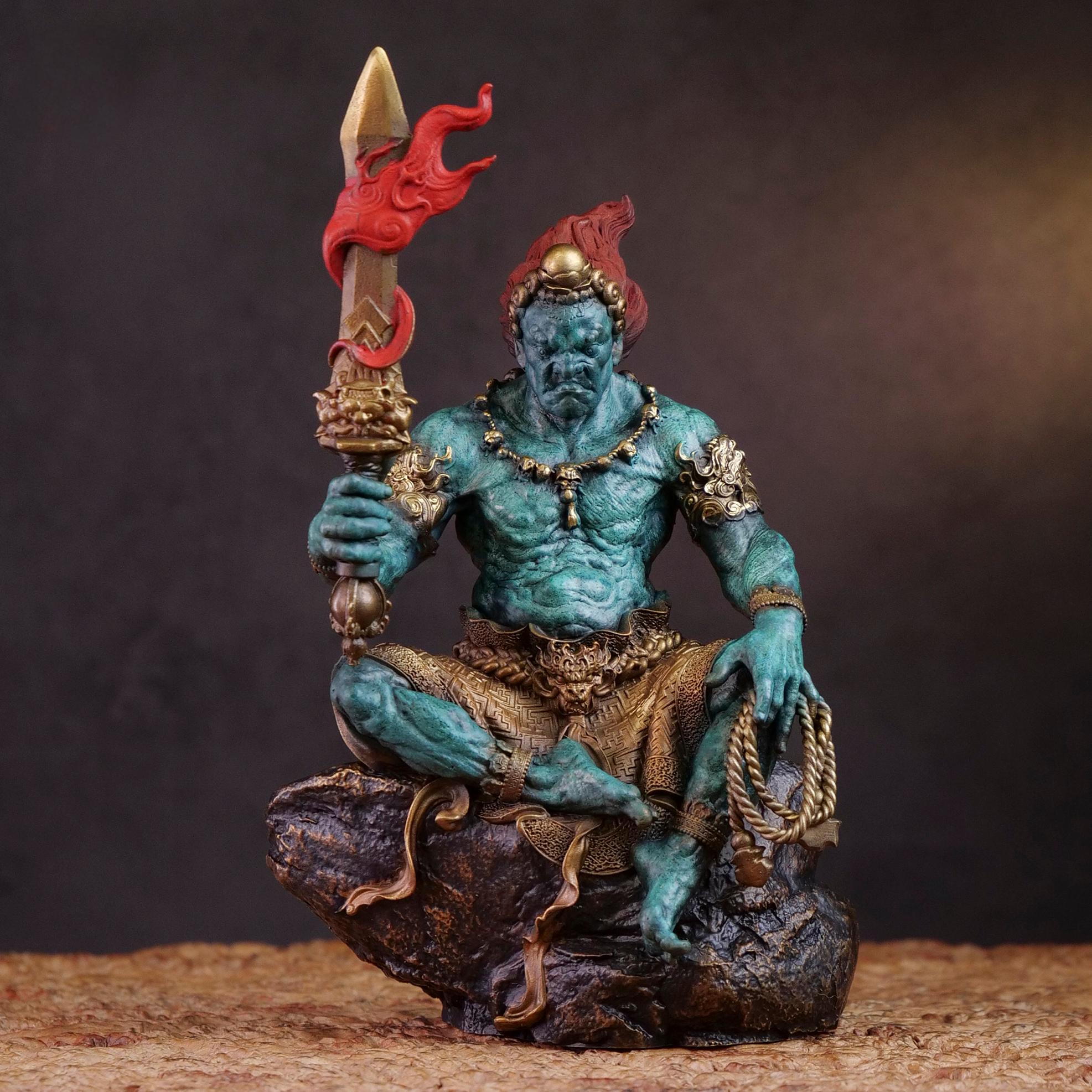 The Immovable Guardian – Handcrafted Brass Acalanatha Sculpture for Resilience