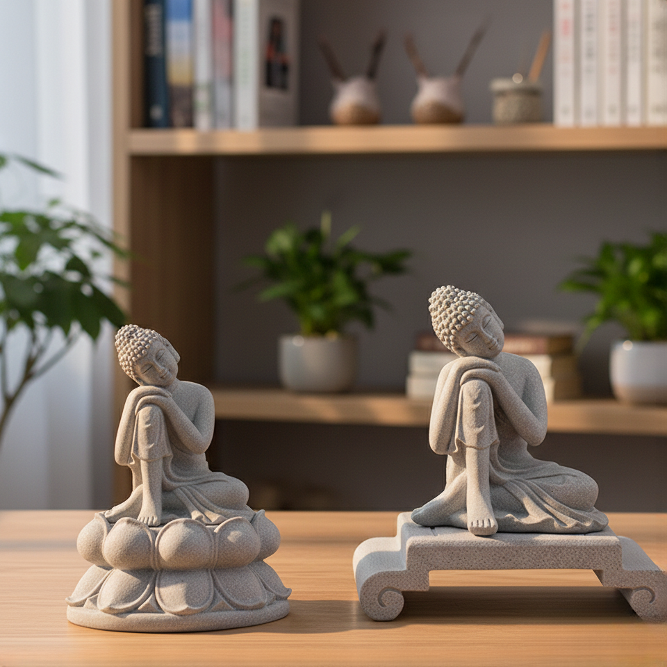 Shaolin Meditation Buddha Statue – Sandstone Zen Figurine
