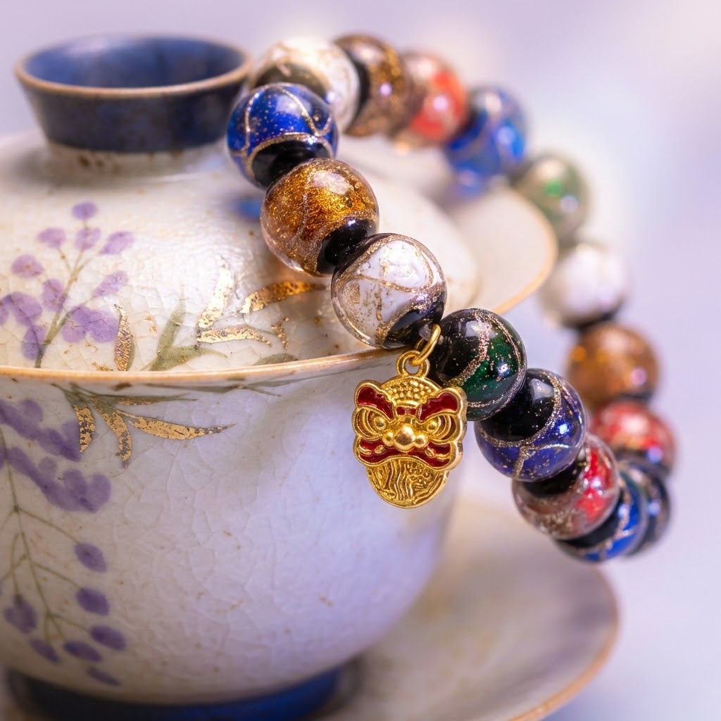 Shaolin Harmony: Handcrafted Ancient Liuli Crystal & Temple Ash Bracelet