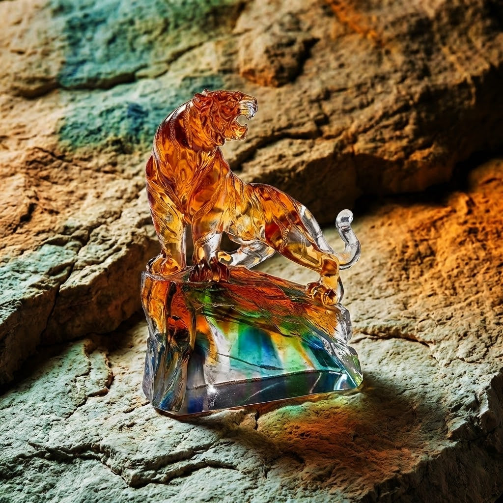 The Ascending Tiger: Handcrafted Liuli Crystal Sculpture – ShaolinMart