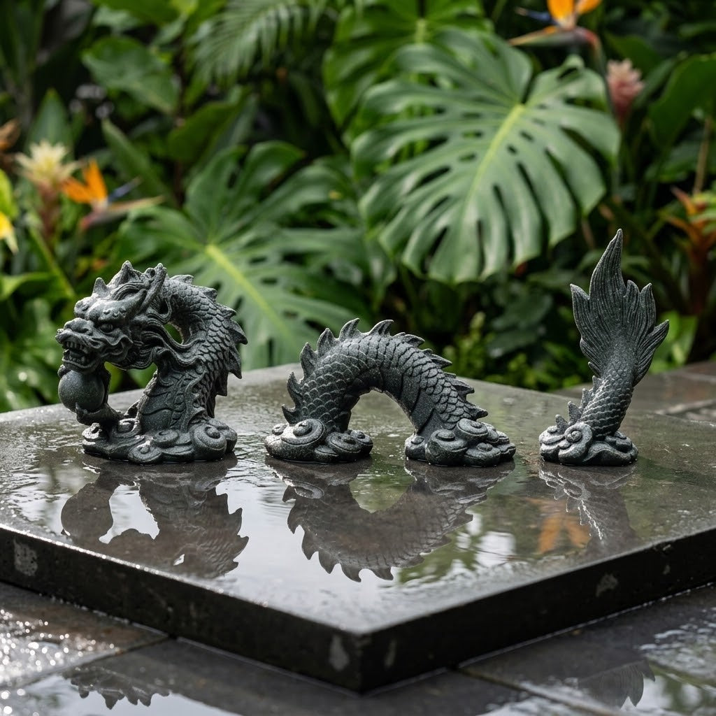 Mystic Zen Loong – Handcrafted Sandstone Ornament for Aquascape, Bonsai & Home Sanctuary