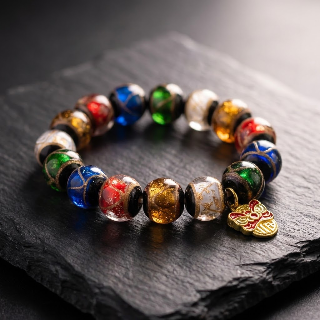 Shaolin Harmony: Handcrafted Ancient Liuli Crystal & Temple Ash Bracelet