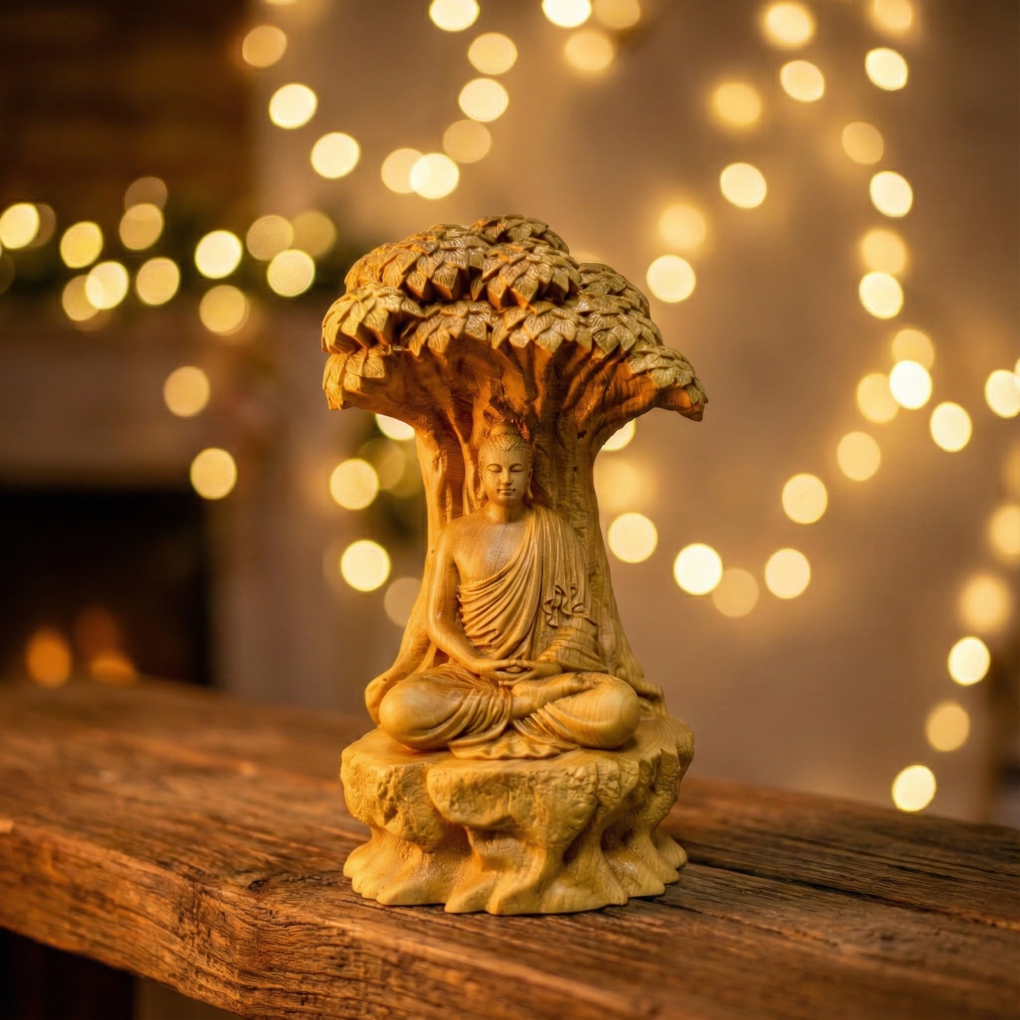 Zen Boxwood Sculpture: The "Awakening" Under the Bodhi Tree – A Symbol of Inner Peace & Serenity